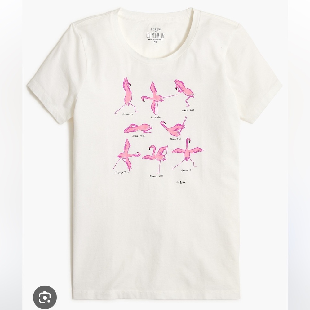 J. Crew Factory Collector Tee Pink Flamingo Yoga Poses Size XL